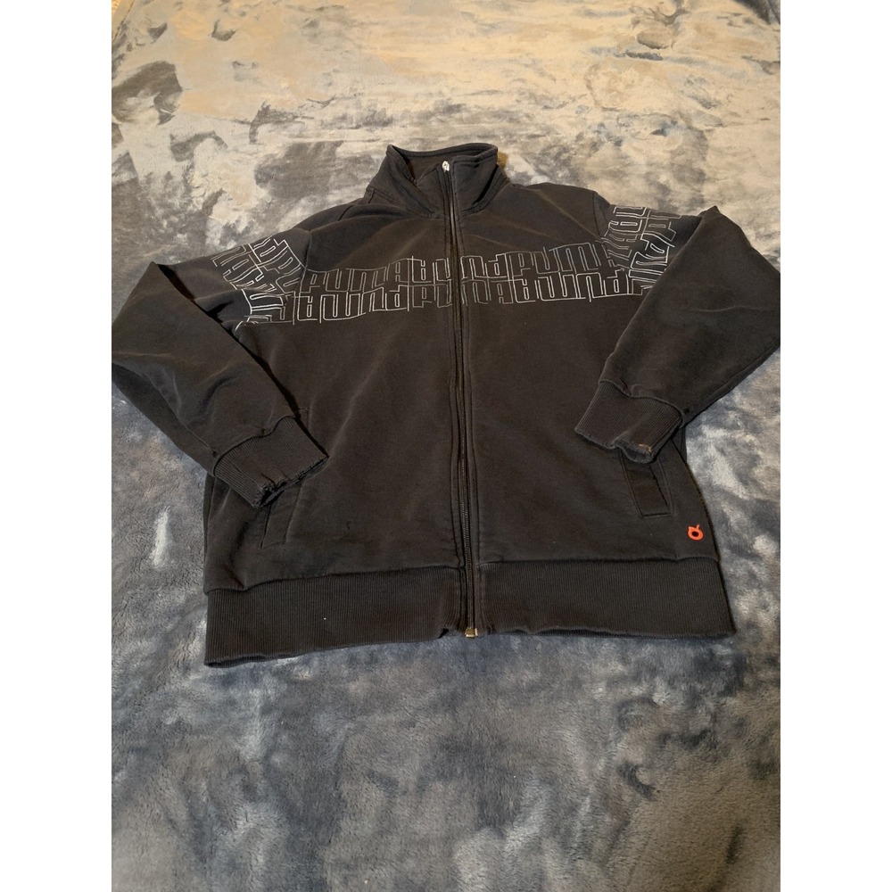 Vintage Y2K Puma Jacket Men Size L Large Black Graphic Print Zip Up Jacket